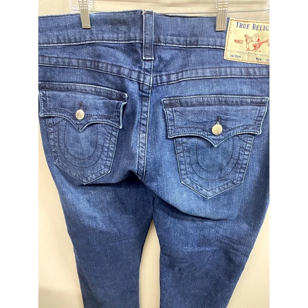 True Religion Ricky Straight Jeans Mens 38 Blue Denim Cotton Stretch Relaxed Fit